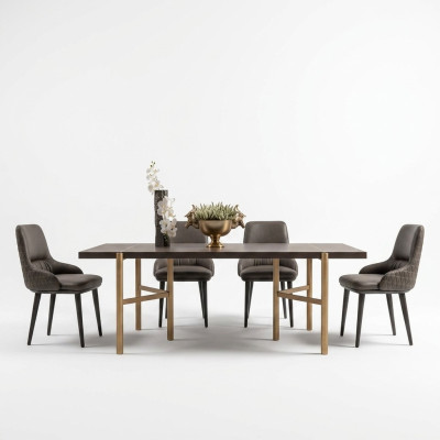 Ensemble de salle à manger dînette Salle à manger Ensemble de table à manger 7 pièces Chaises Marron Mobilier de salle à manger.