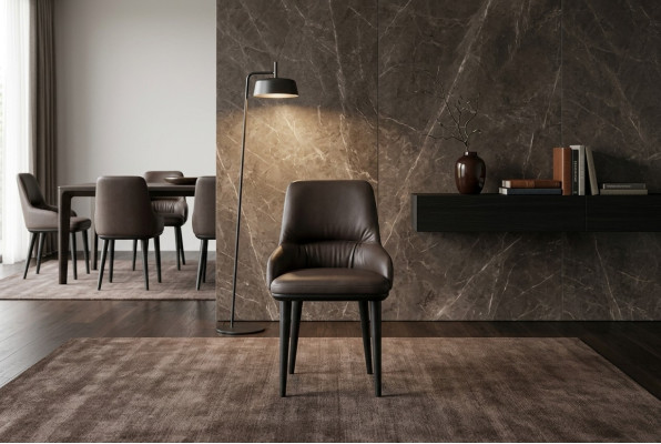 Chaise de salle à manger Chaise de cuisine Imitation cuir Ensemble de groupe 6 chaises Marron