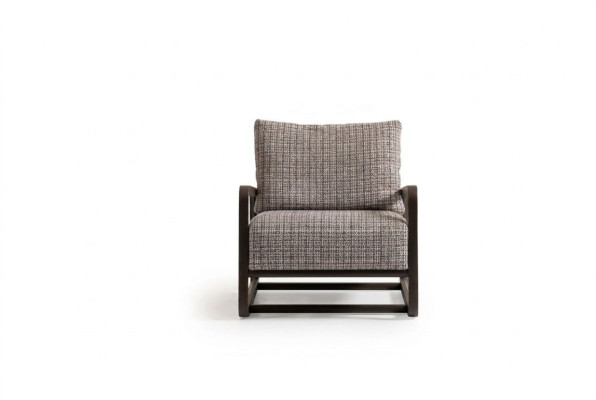 Fauteuil une place gris en bois pour le salon, chaise TV, fauteuil relax.
