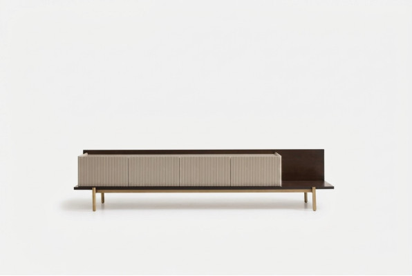 Buffet Meuble TV Lowboard Table de salon en bois Beige Moderne