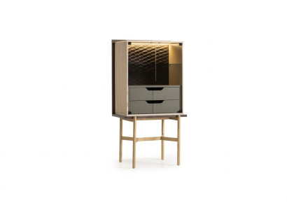 Armoire de bar Vitrine Comptoir en bois Salon Moderne Beige Luxe