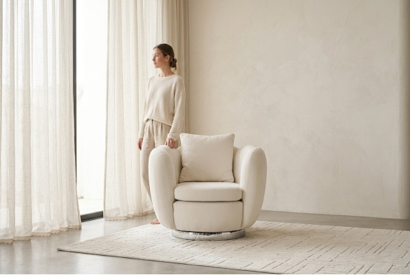 Fauteuil Moderne Une Place en Tissu Blanc pour Salon Relax