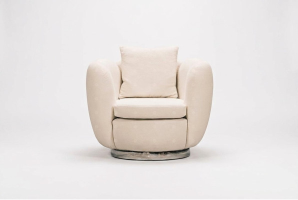 Fauteuil Moderne Une Place en Tissu Blanc pour Salon Relax