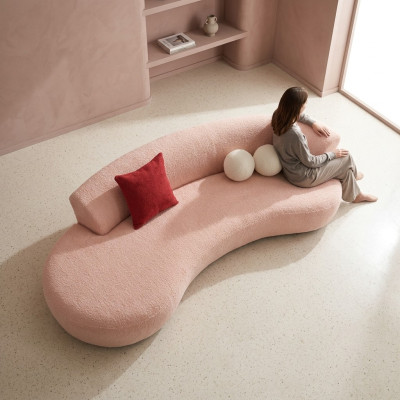 Canapé Trois Places Canapé en Tissu Canapé 3 Places Canapé Rembourré Moderne Rose