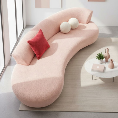 Canapé Trois Places Canapé en Tissu Canapé 3 Places Canapé Rembourré Moderne Rose