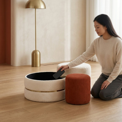 Groupe Pouf Repose-Pieds 3 pièces Pouf Table basse Tabouret Table moderne