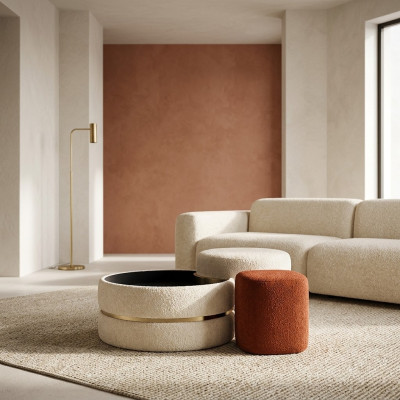 Groupe Pouf Repose-Pieds 3 pièces Pouf Table basse Tabouret Table moderne