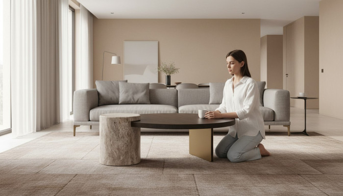Table Basse Table d'Appoint Table Basse Bois Marron Table de Canapé Table de Design