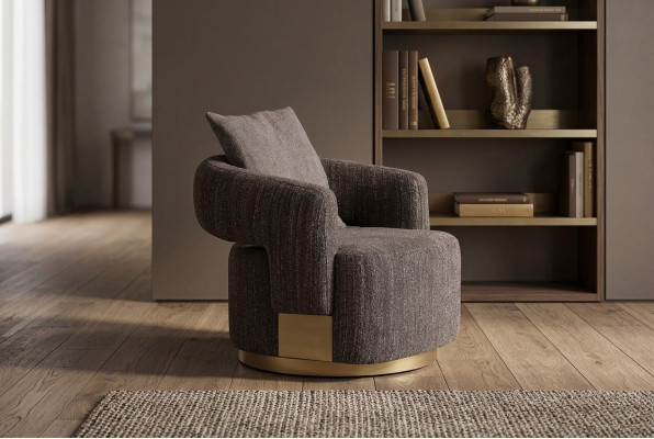Fauteuil une place gris en bois pour salon, fauteuil TV, fauteuil de détente