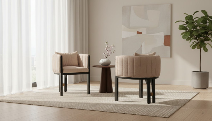 Chaise de cuisine Chaise de salle à manger Ensemble Chaises 2 pièces Fauteuil Groupe Beige