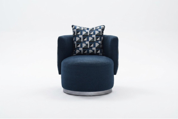 Chaise longue de relaxation Fauteuil Moderne Bleu Tissu d'ameublement Design à Dossier Bas Moderne