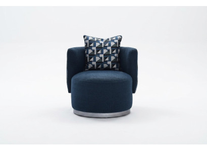 Chaise longue de relaxation Fauteuil Moderne Bleu Tissu d'ameublement Design à Dossier Bas Moderne