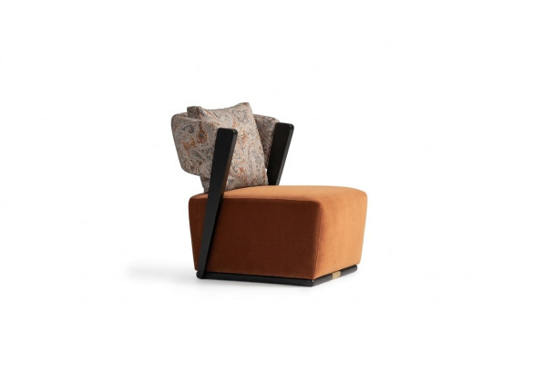 Fauteuil Wing Chair Fauteuil cocktail Fauteuil relax Fauteuil en tissu orange Siège moderne