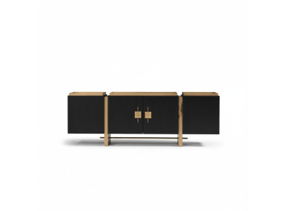 Buffet Armoire Commode Bois Noir Design Moderne Or