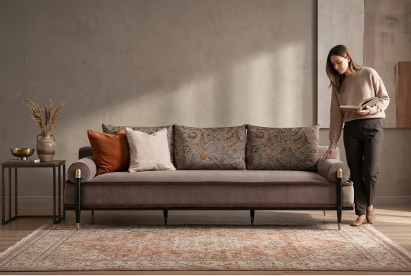Canape 3 places Canape en tissu 3 places Gris Canape rembourre de luxe en tissu