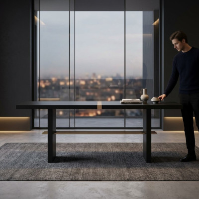 Table à manger Table de salle à manger Table Salle à manger Bois Noir Mobilier de salle à manger