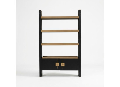 Armoire de design avec étagères Armoire en bois noir et or en bois