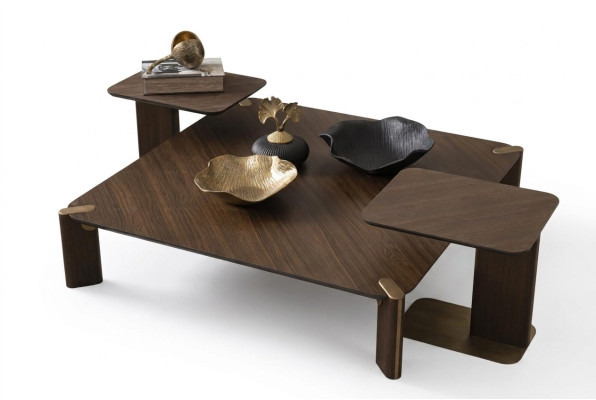 Groupe 3 pièces Table basse Tables d'appoint Table basse Marron Bois Ensemble Table