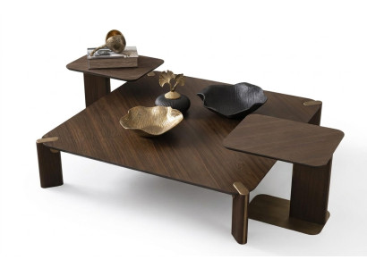 Groupe 3 pièces Table basse Tables d'appoint Table basse Marron Bois Ensemble Table