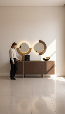 Suite Buffet avec miroir Commode ensemble de meubles en bois brun pour salle à manger