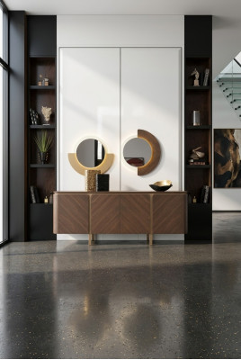 Suite Buffet avec miroir Commode ensemble de meubles en bois brun pour salle à manger