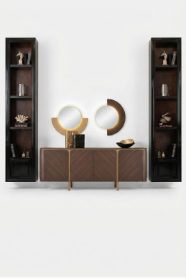 Suite Buffet avec miroir Commode ensemble de meubles en bois brun pour salle à manger