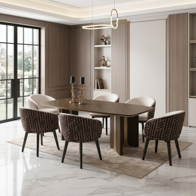 Ensemble de salle à manger Salle à manger Table de salle à manger Chaises Ensemble 7 pièces Bois marron Groupe
