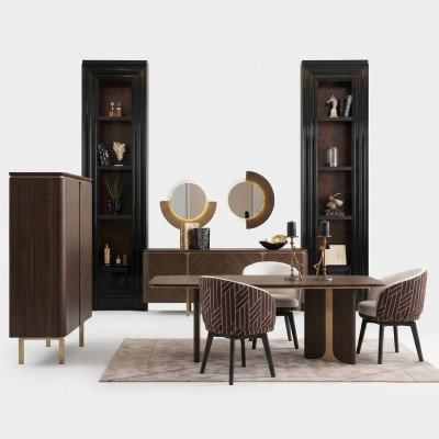 Ensemble de salle à manger Salle à manger Table de salle à manger Chaises 10 pièces Bois marron Buffet