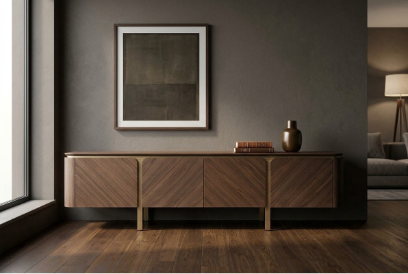 Buffet TV meuble bas meuble TV Table Bois Marron Unité murale Moderne