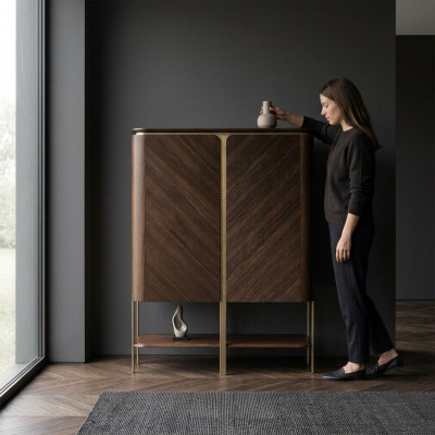 Armoire de bar Armoire de rangement Armoire en bois Bar en bois Marron Boissons Design Bouteilles