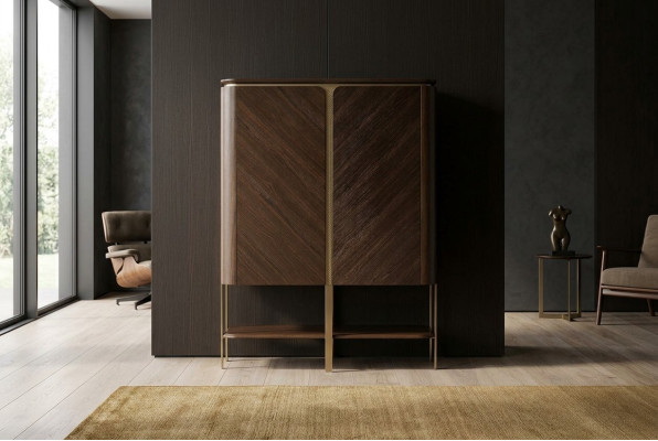 Armoire de bar Armoire de rangement Armoire en bois Bar en bois Marron Boissons Design Bouteilles