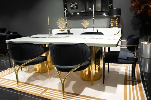 Mobilier de salle à manger Ensemble de salle à manger Coin repas de luxe Table à manger Chaises Blanches 9 pièces Bois