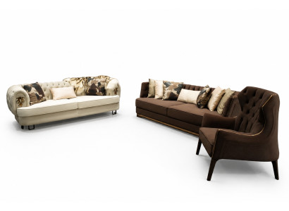 Ensemble de canapé trois places fauteuil en tissu canapé rembourré ensemble de canapés marron
