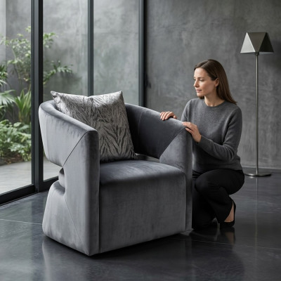 Fauteuil Fauteuil Cocktail Rembourrage Fauteuil Simple Luxe Fauteuil Club Gris