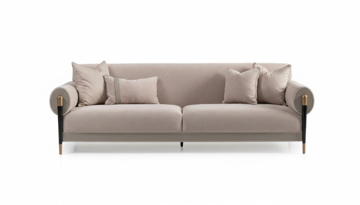 Canapé en tissu Trois places Canapé 3 places Canapé rembourré Design moderne Beige nouveau
