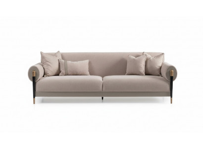 Canapé en tissu Trois places Canapé 3 places Canapé rembourré Design moderne Beige nouveau