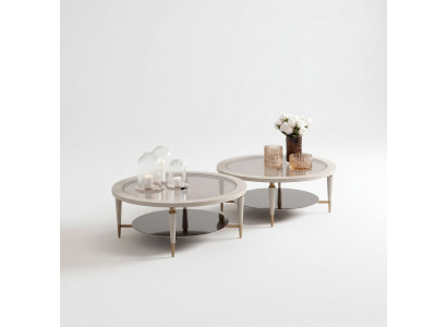 Groupe Tables basses Tables d'appoint Ensemble 2 pièces Table basse en bois beige