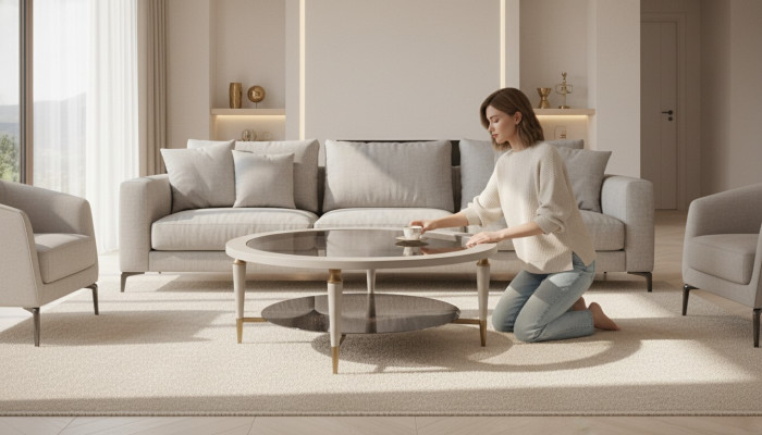 Table basse Table d'appoint Table basse Table pour canapé Verre Salon Beige.