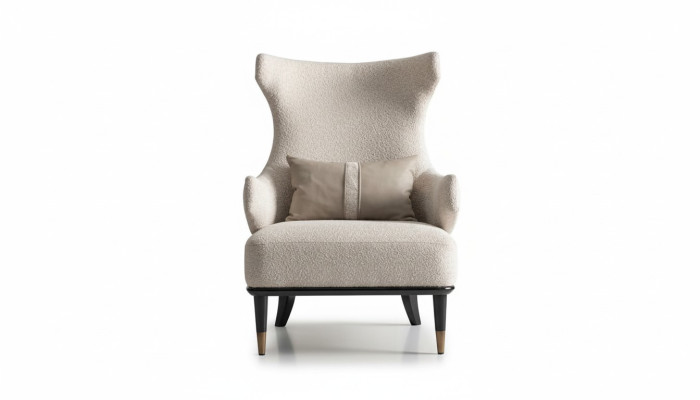 Chaise à ailes moderne luxueuse Fauteuil crapaud à une place de luxe en tissu beige moderne Salon moderne
