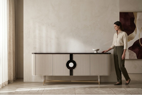 Sideboard Buffet Armoire Commode Bois Armoire en bois Beige Design de luxe