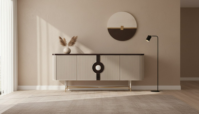 Sideboard Buffet Armoire Commode Bois Armoire en bois Beige Design de luxe