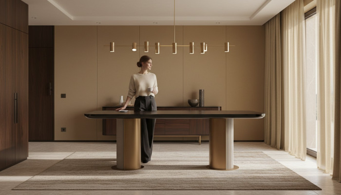 Table à manger Table de salle à manger Table Bois Table en bois Salle à manger Marron Luxe