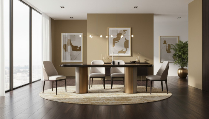 Table à manger Table de salle à manger Table Bois Table en bois Salle à manger Marron Luxe