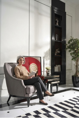 Ensemble complet de fauteuils de salon avec tables d'appoint 4 pièces fauteuil à oreilles gris