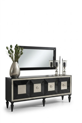 Complétez le set de miroir de garde-robe de meuble en bois noir de luxe.