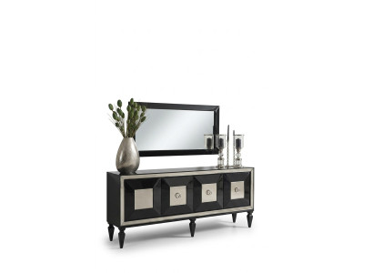 Complétez le set de miroir de garde-robe de meuble en bois noir de luxe.