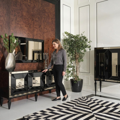 Complète e côté armoire bar miroir bois noir armoire côté