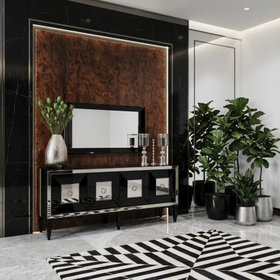 Complète e côté armoire bar miroir bois noir armoire côté