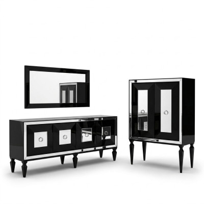 Complète e côté armoire bar miroir bois noir armoire côté