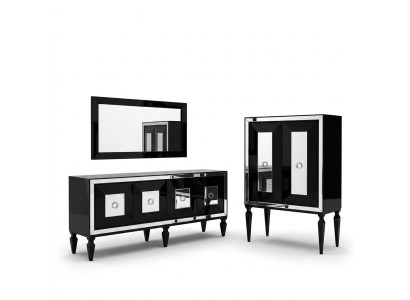 Complète e côté armoire bar miroir bois noir armoire côté